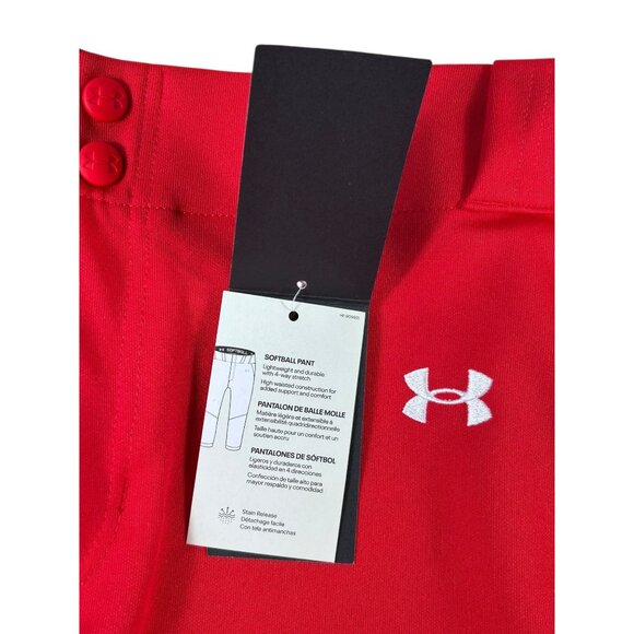 NEW Under Armour Softball Pants Cropped Red Women's Sz XL Stretch High Waist - Picture 6 of 10